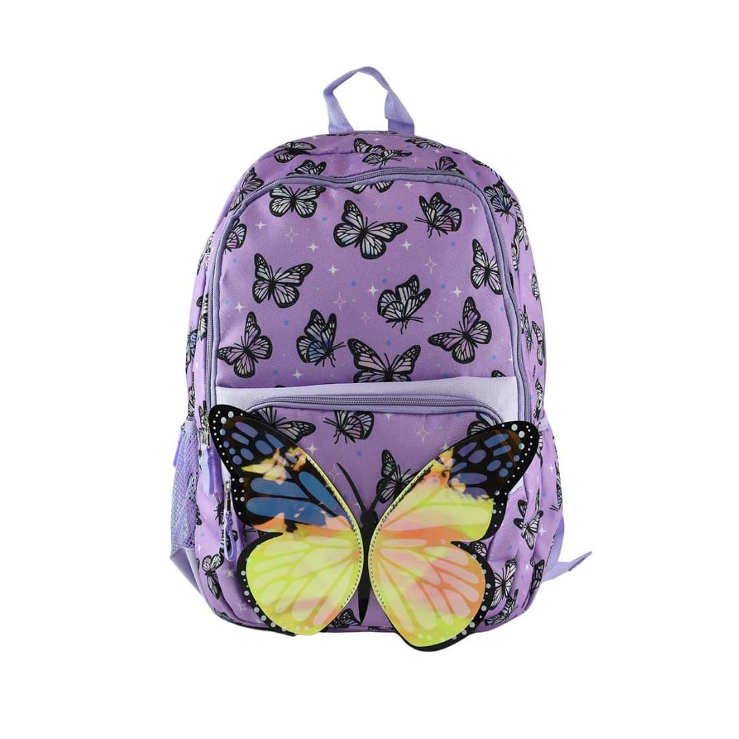 Mochila lila con mariposas
